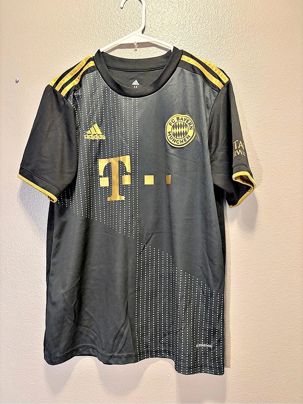 Adidas FC Bayern Munich 2021-22 Away Jersey Mens Size M Leroy Sane 10 Black Gold